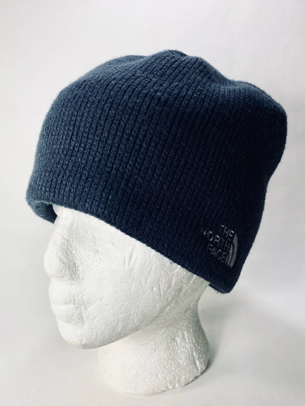The North Face Jim Beanie Dark Blue Ribbed Fleece Lined Hat Beanie